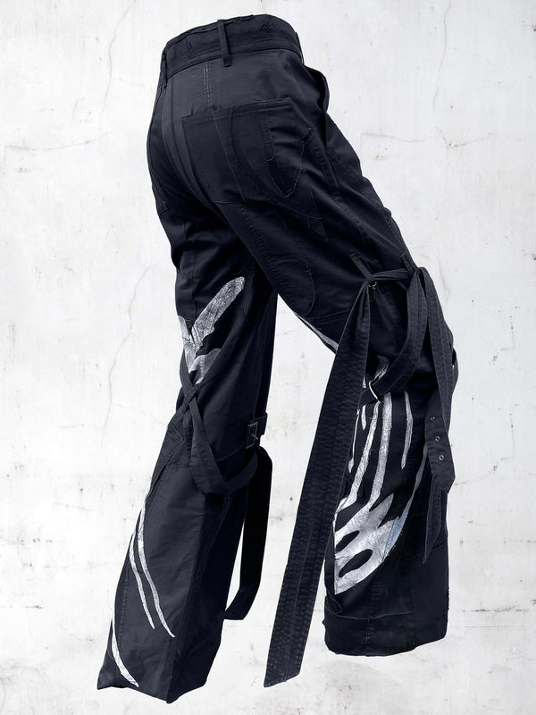 PRINTED SUBMARINE PATCHWORK PANTS BLACK-UNDER THE SIGN-APOC STORE