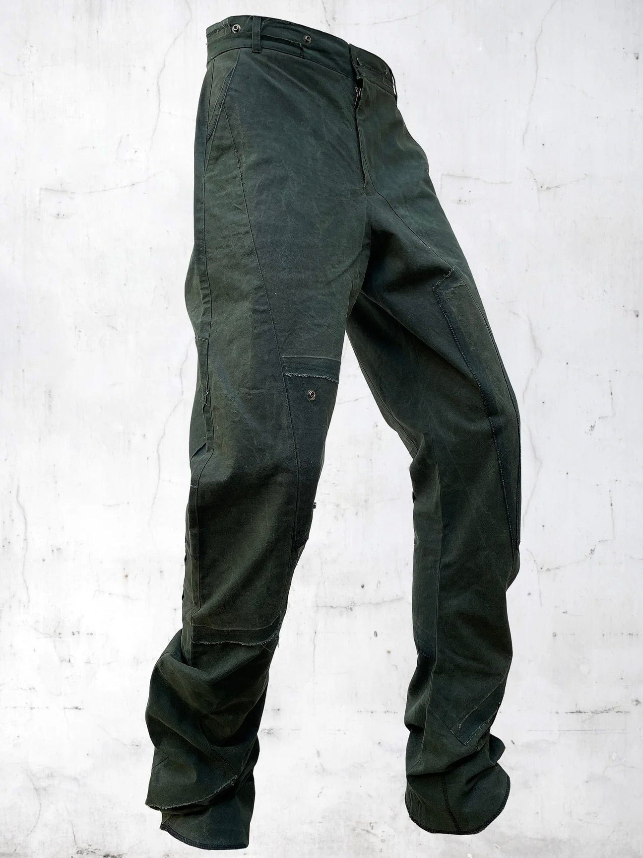 C-SHAPE WAXED PATCHWORK PANTS GREEN-UNDER THE SIGN-APOC STORE