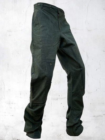 C-SHAPE WAXED PATCHWORK PANTS GREEN-UNDER THE SIGN-APOC STORE