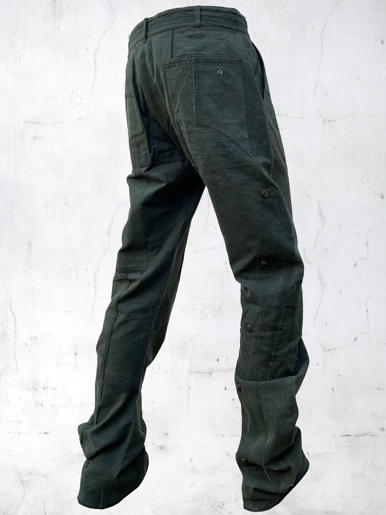 C-SHAPE WAXED PATCHWORK PANTS GREEN-UNDER THE SIGN-APOC STORE
