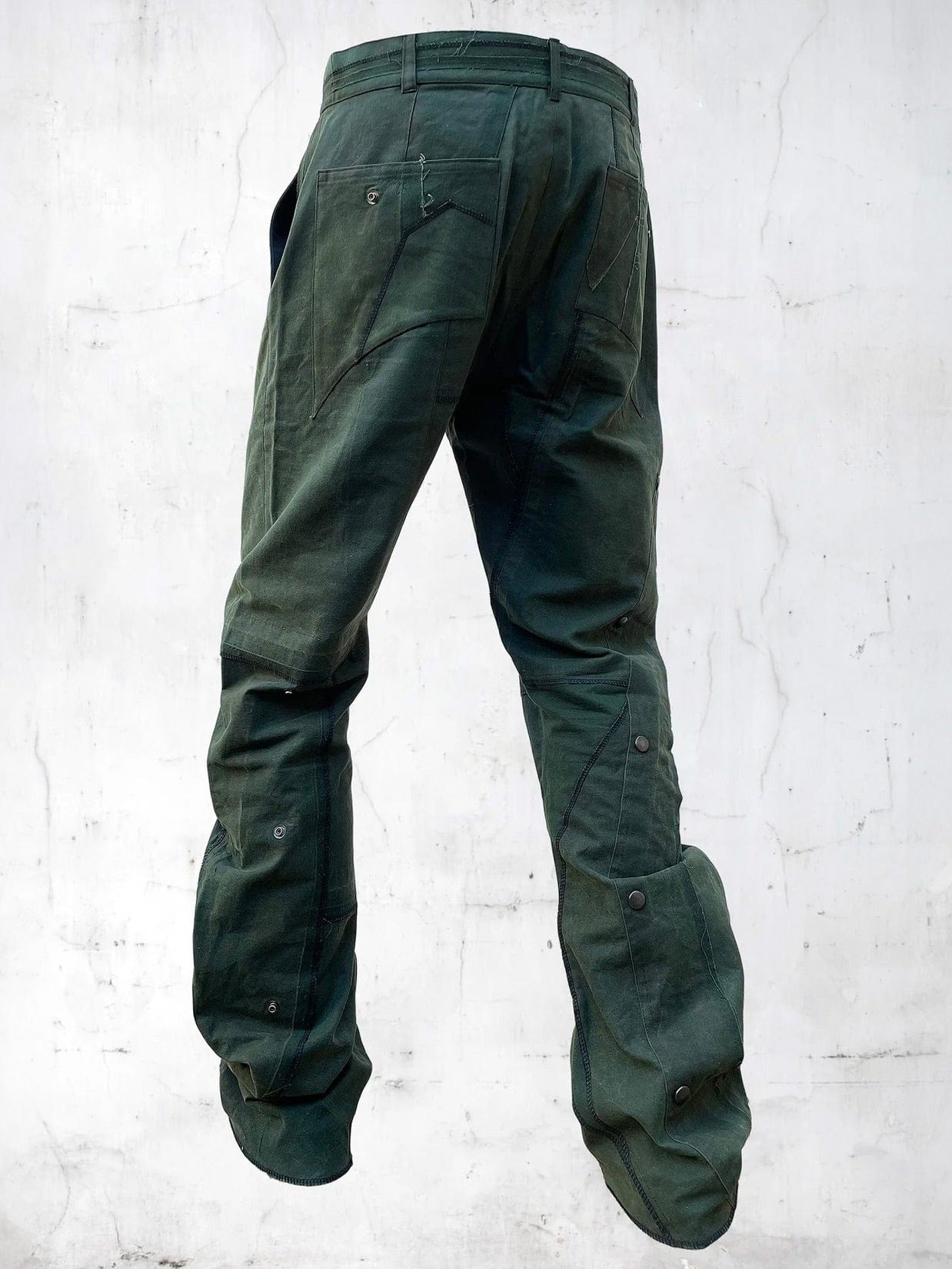 C-SHAPE WAXED PATCHWORK PANTS GREEN-UNDER THE SIGN-APOC STORE