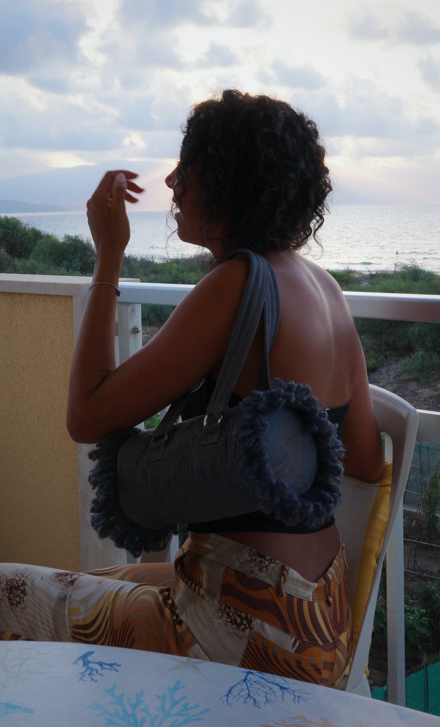 QUILTED COLUMN BAG BLUE-Fior di Latte-APOC STORE