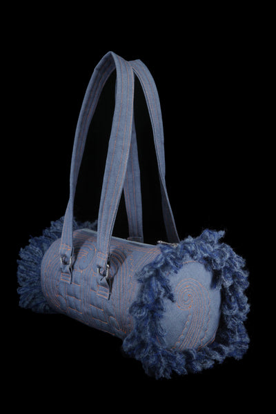 QUILTED COLUMN BAG BLUE-Fior di Latte-APOC STORE