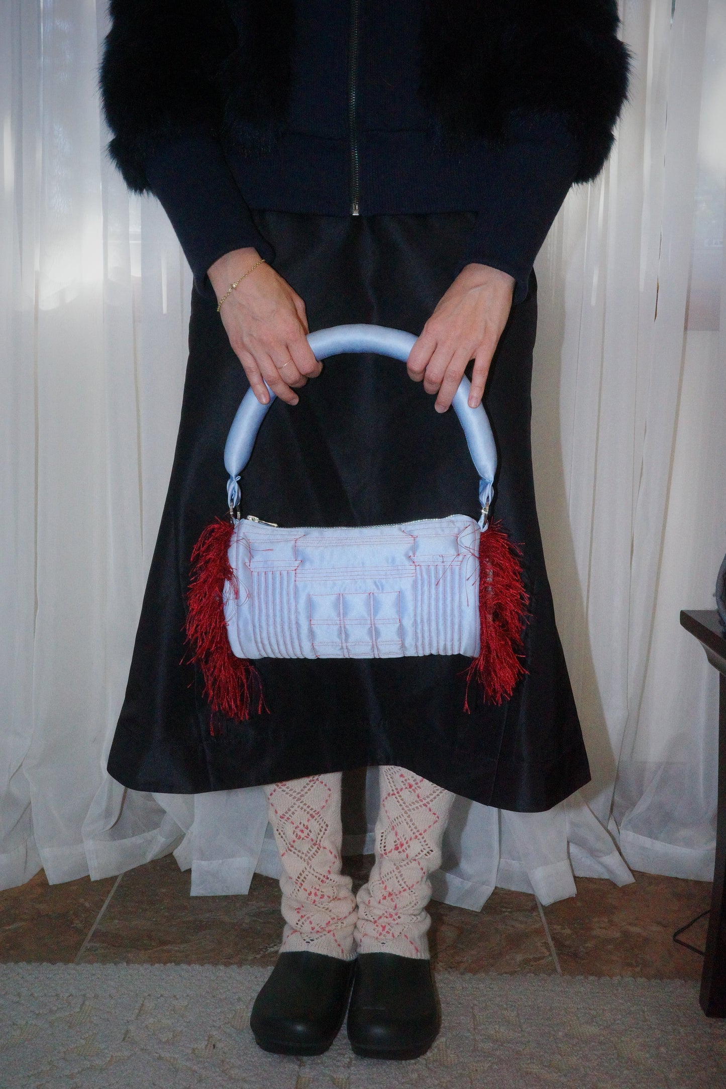 QUILTED COLUMN BAG BLUE / RED-Fior di Latte-APOC STORE