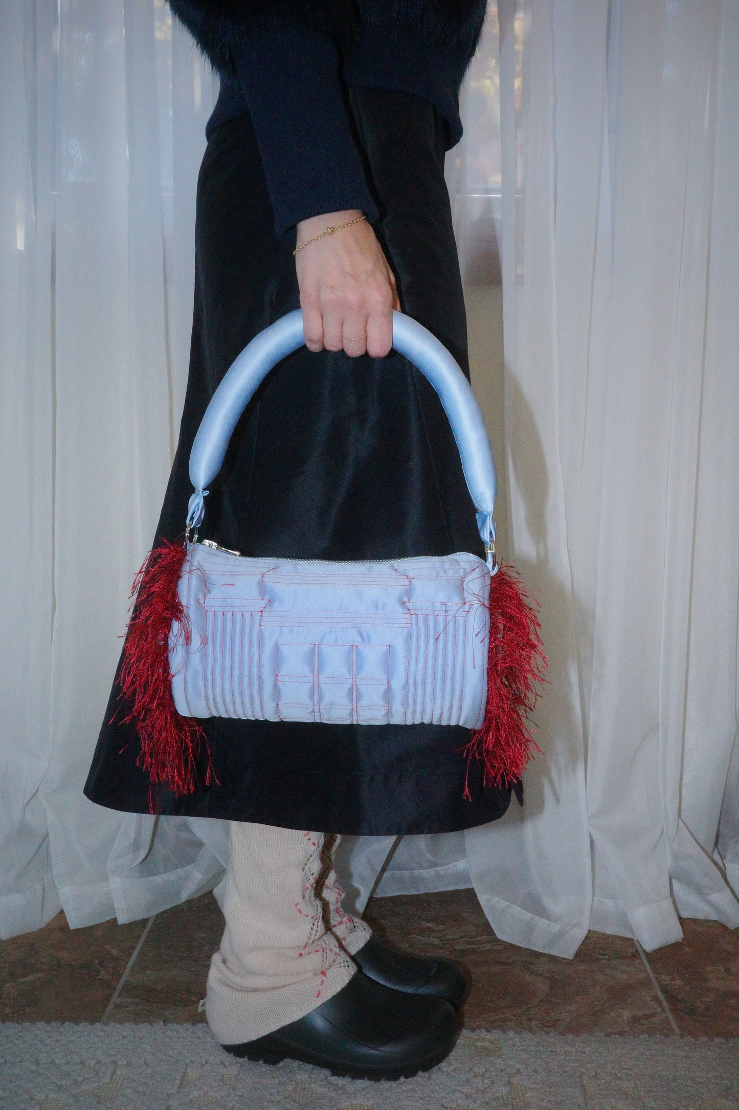 QUILTED COLUMN BAG BLUE / RED-Fior di Latte-APOC STORE
