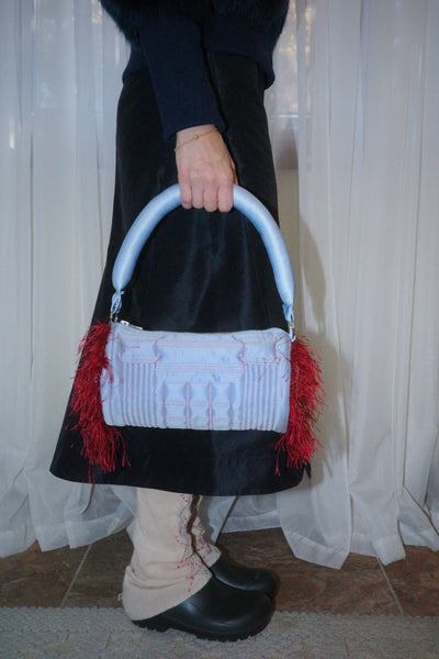 QUILTED COLUMN BAG BLUE / RED-Fior di Latte-APOC STORE