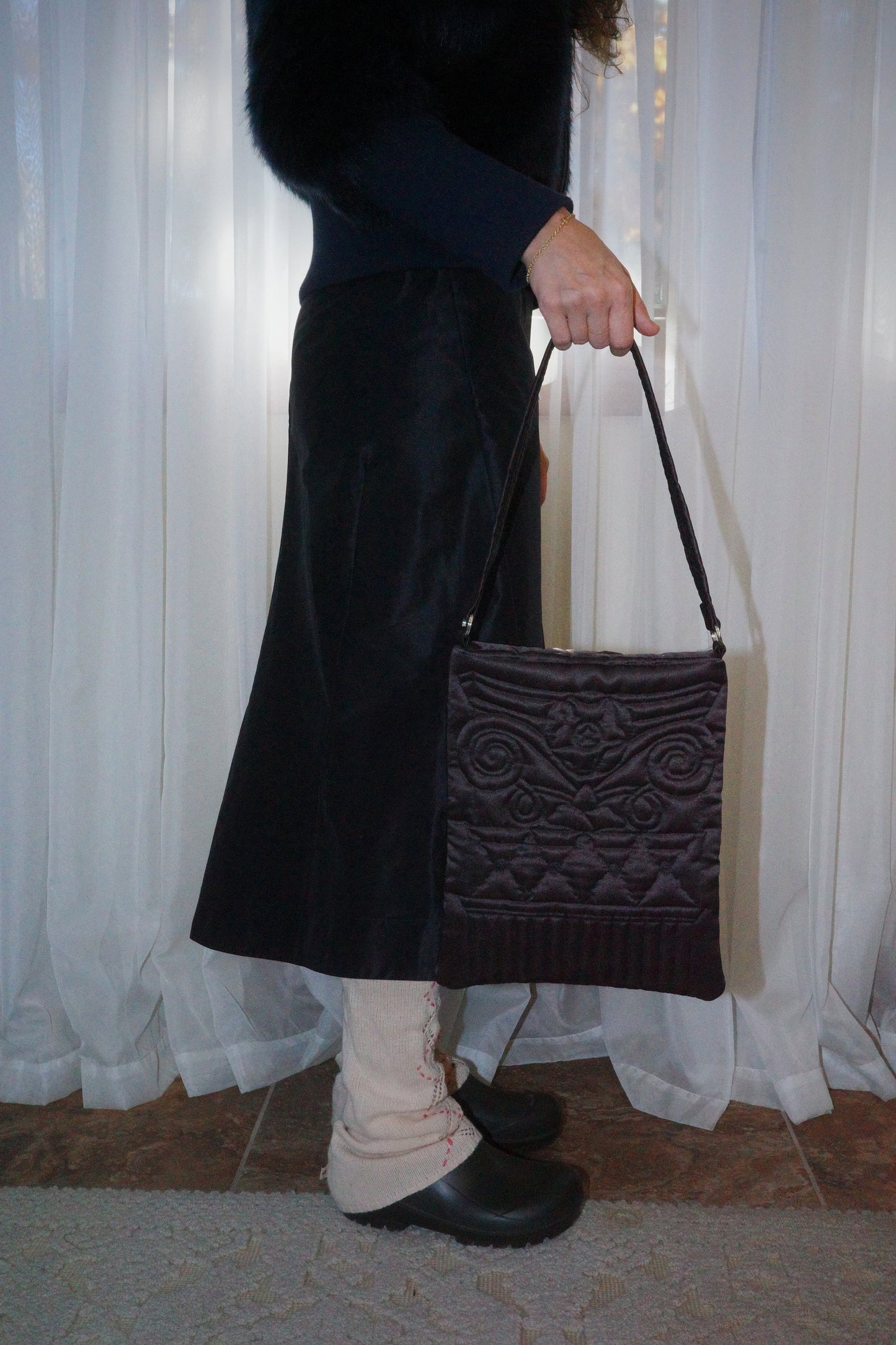 QUILTED DOOR TOTE BROWN-Fior di Latte-APOC STORE