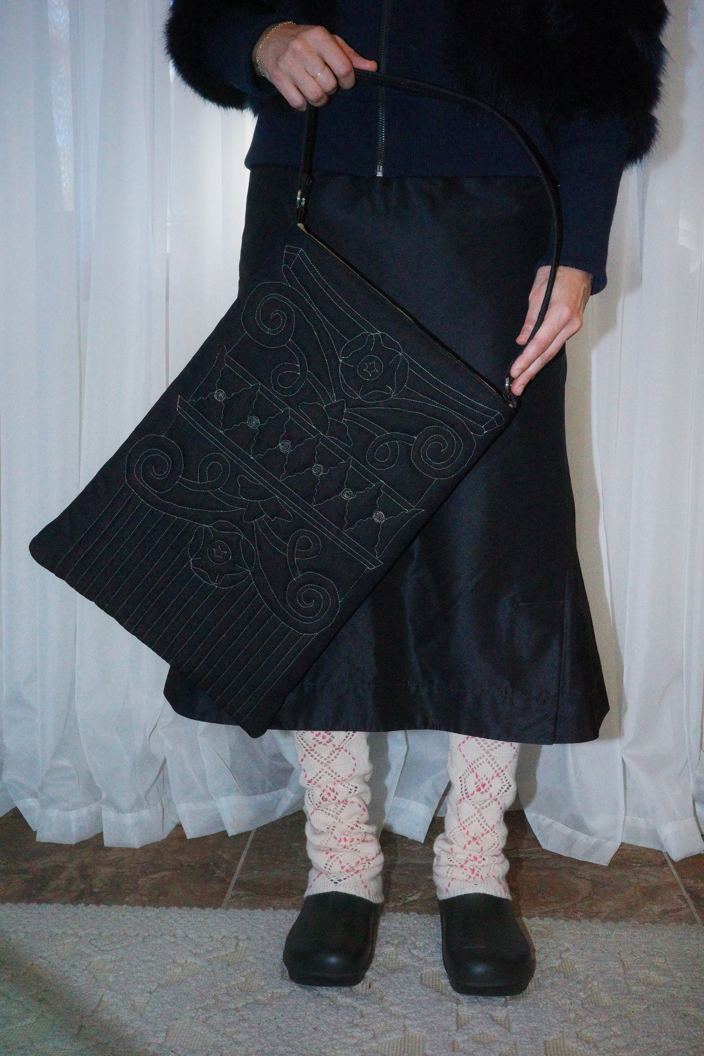 QUILTED COLUMN TOTE LARGE-Fior di Latte-APOC STORE