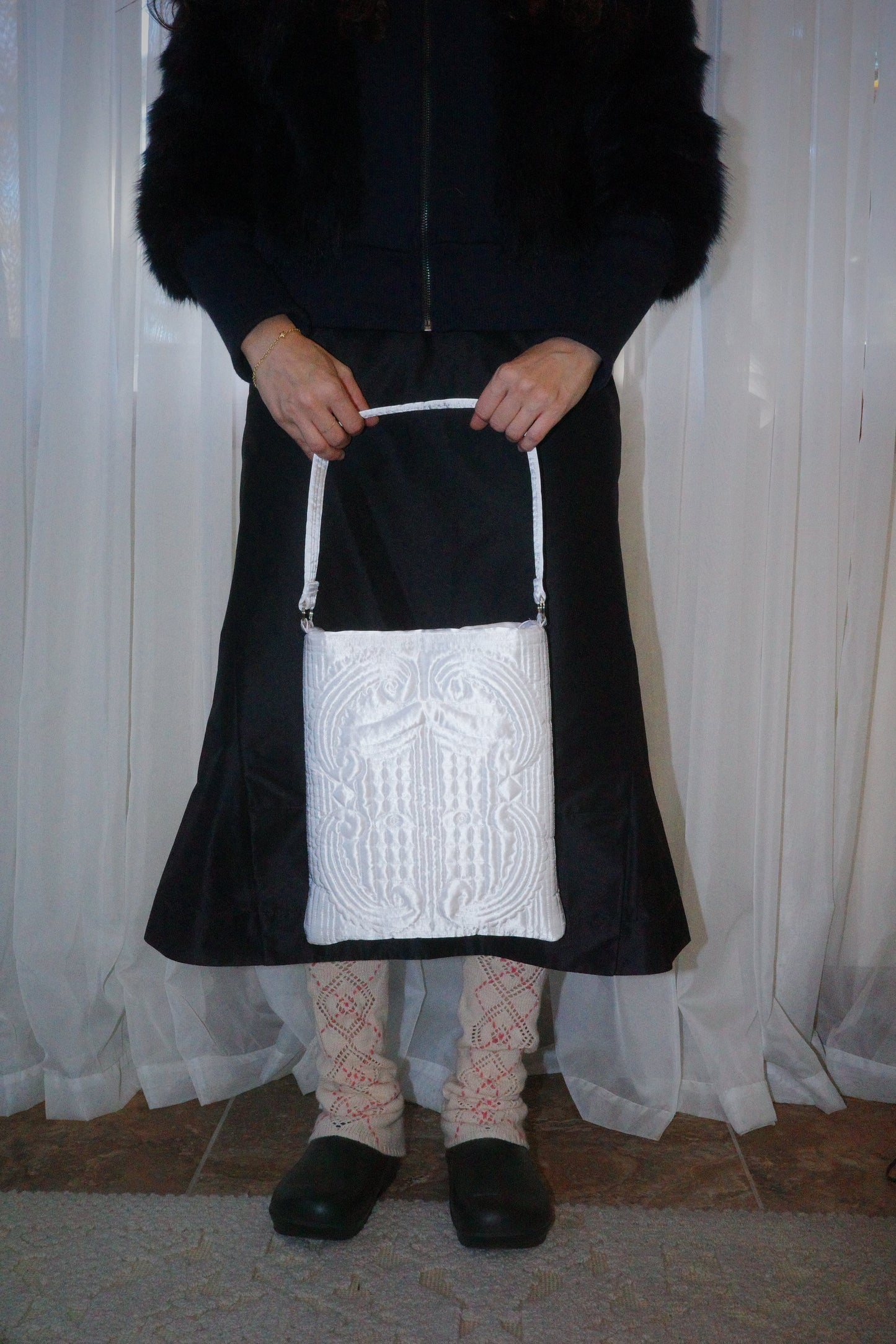 QUILTED DOOR TOTE WHITE-Fior di Latte-APOC STORE