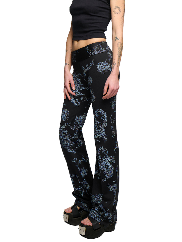 Floral Yoga Pant - Black/Light Blue-Karlaidlaw-APOC STORE