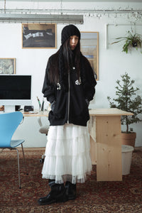 TULLE TIERED LONG SKIRT - WHITE-SAENGIN STUDIOS-APOC STORE