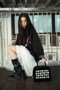 MOTHER-OF-PEARL COTTON VELVET HAND BAG-SAENGIN STUDIOS-APOC STORE