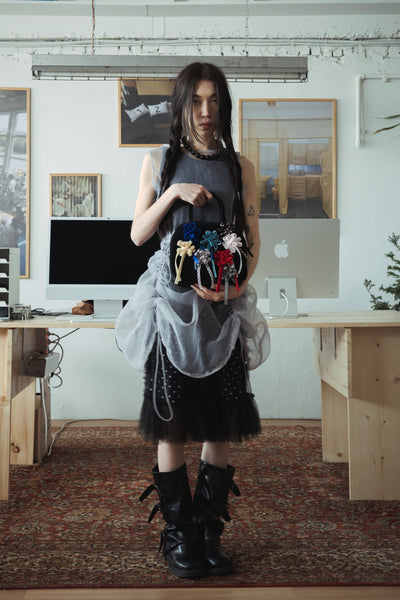 BANDING RUFFLE SHA DOT SKIRT - BLACK-SAENGIN STUDIOS-APOC STORE