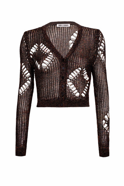 Multi Coloured knit diamond cardigan-Raquel de Carvalho-APOC STORE
