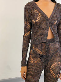 Multi Coloured knit diamond cardigan-Raquel de Carvalho-APOC STORE