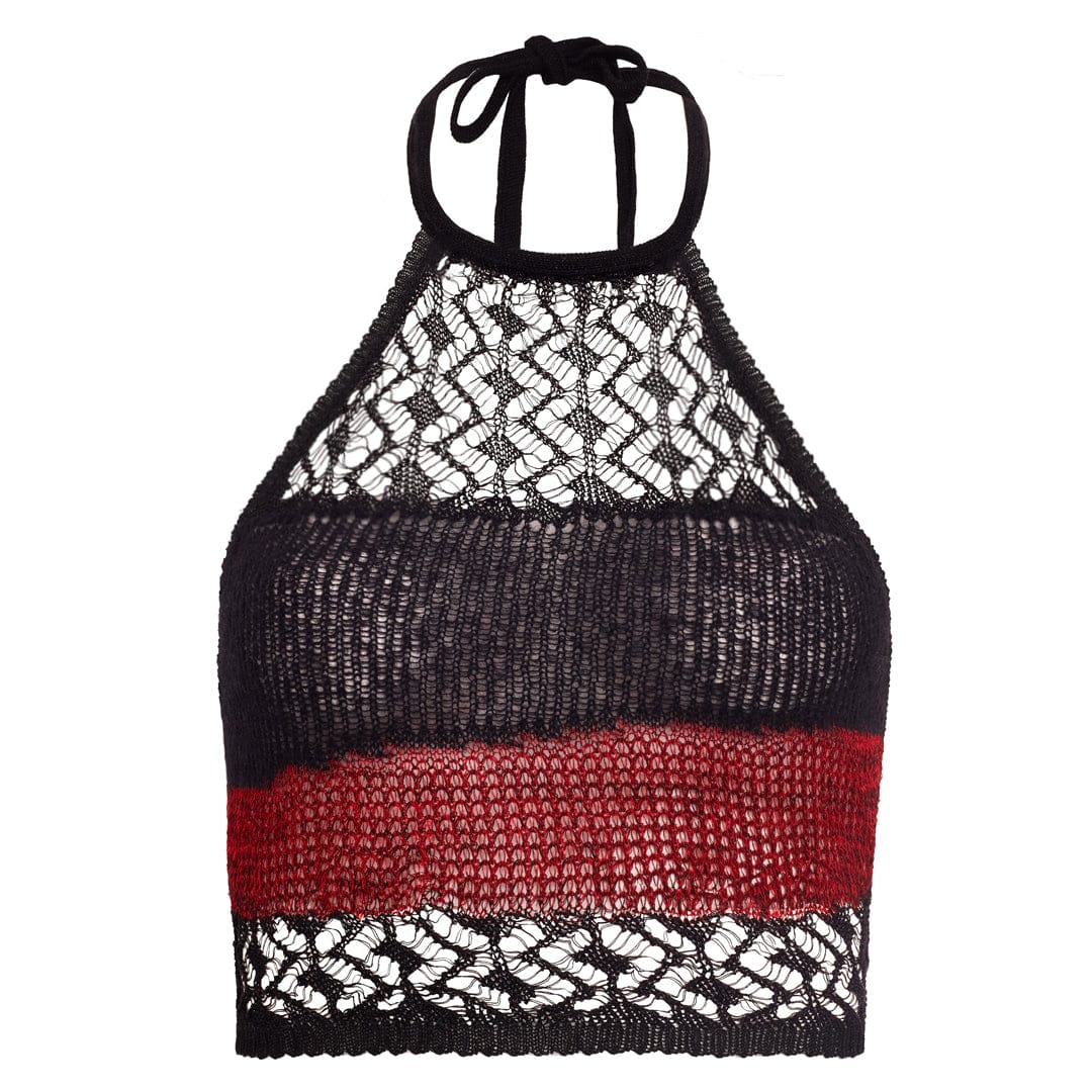 Knit intarsia lace tank top-Raquel de Carvalho-APOC STORE