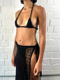 Black knit mini triangle bralette-Raquel de Carvalho-APOC STORE