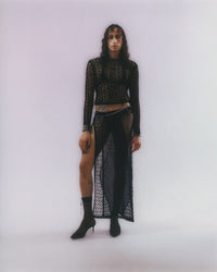 Black diamond knitted lace top-Raquel de Carvalho-APOC STORE