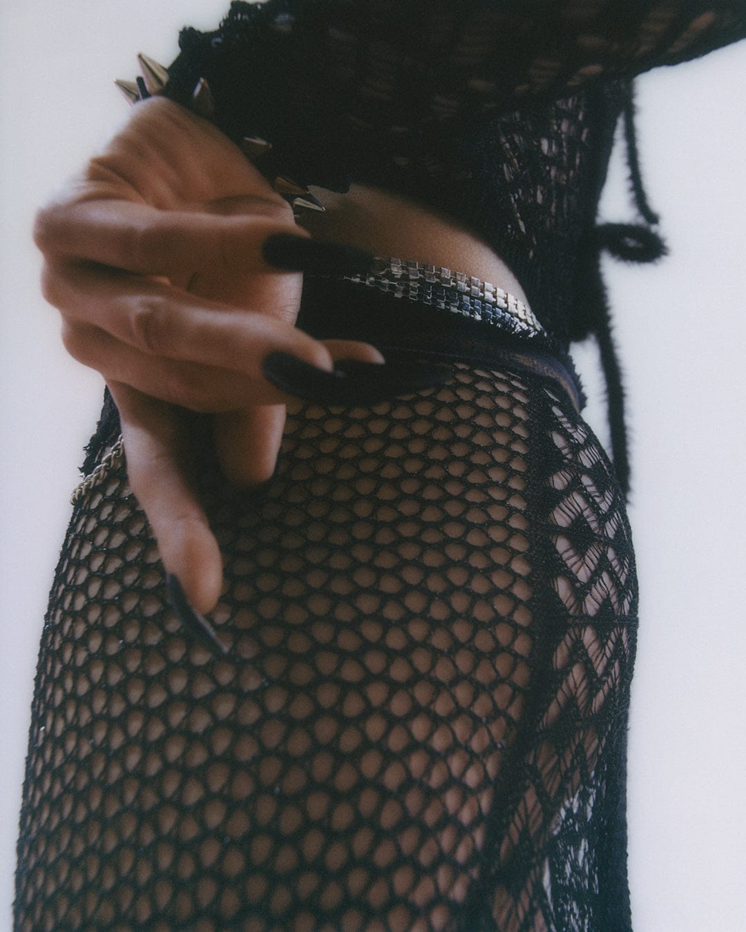 Black diamond knitted lace top-Raquel de Carvalho-APOC STORE