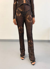 Multi Coloured knit diamond flare pants-Raquel de Carvalho-APOC STORE