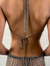 Handmade metallic open crochet bralette-Raquel de Carvalho-APOC STORE