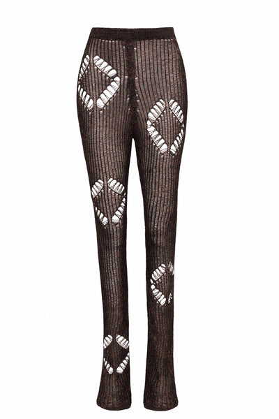 Multi Coloured knit diamond flare pants-Raquel de Carvalho-APOC STORE