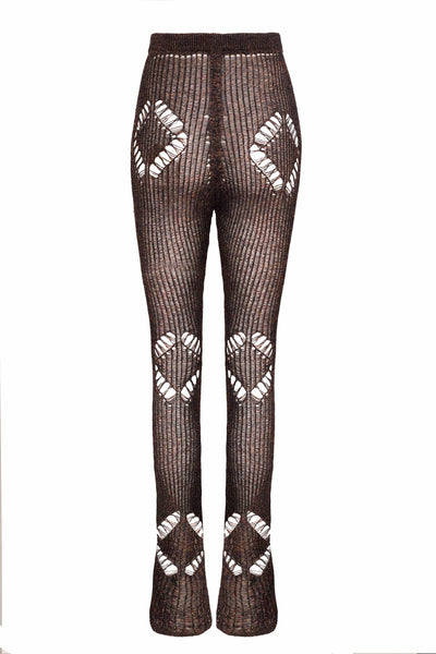 Multi Coloured knit diamond flare pants-Raquel de Carvalho-APOC STORE