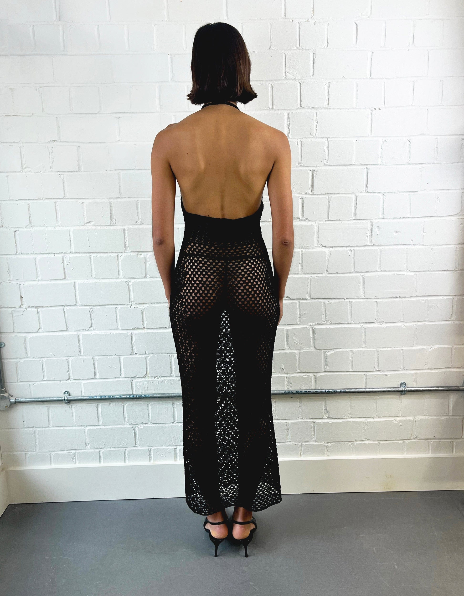 Handcrafted open crochet dress-Raquel de Carvalho-APOC STORE