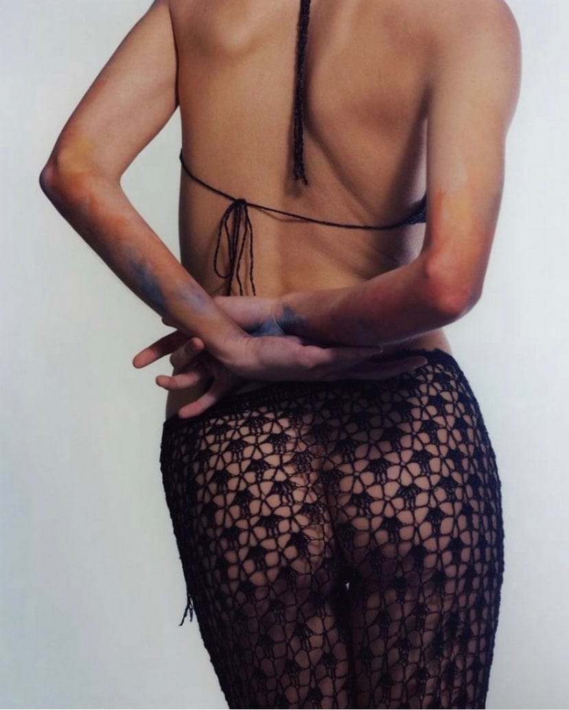 Black metallic crochet skirt-Raquel de Carvalho-APOC STORE