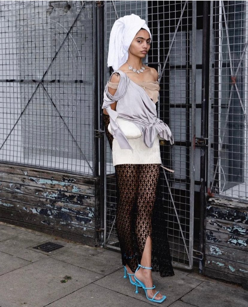 Black metallic crochet skirt-Raquel de Carvalho-APOC STORE