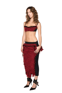 Eroded Tweed Mesh Midi Skirt - Red-Karlaidlaw-APOC STORE