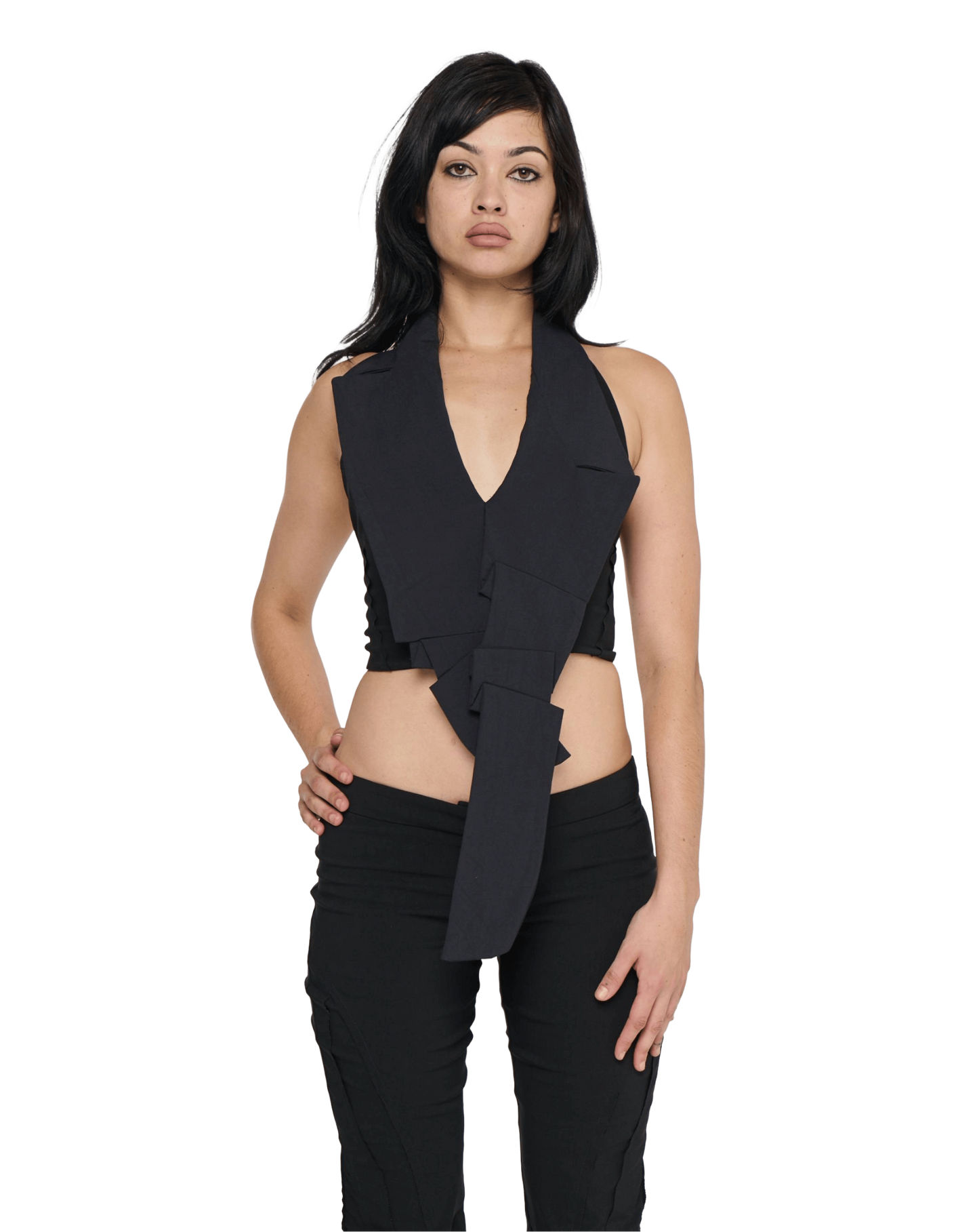 Tuxedo Halter Vest - Black