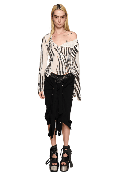 Twisted Knitted Skirt - Black