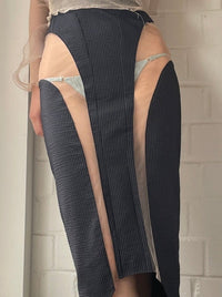 Stiletto Skirt (Navy)-Gyouree Kim-APOC STORE