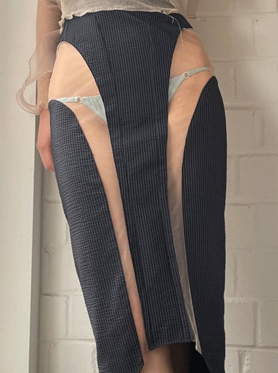 Stiletto Skirt (Navy)-Gyouree Kim-APOC STORE