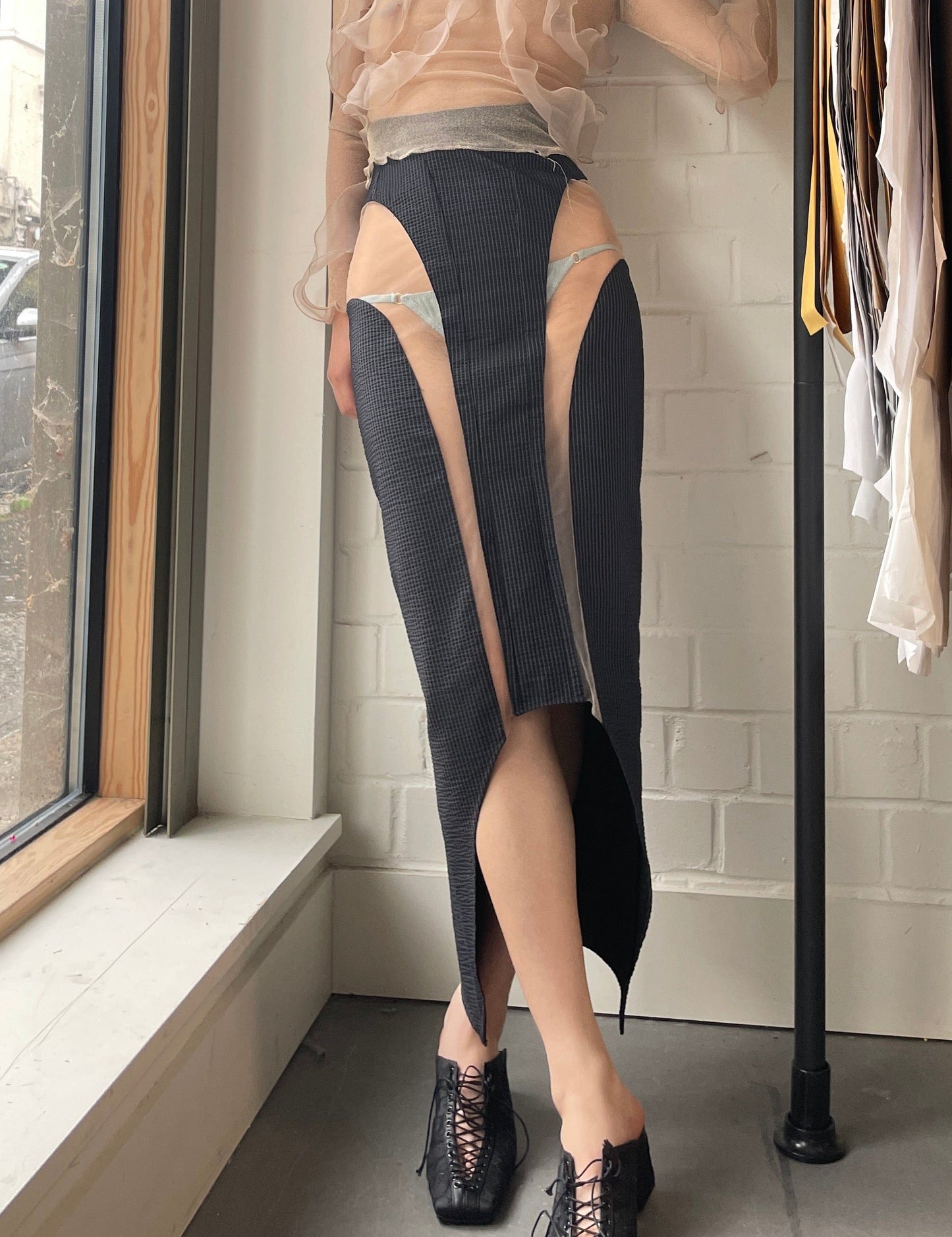 Lace mule (Black)-Gyouree Kim-APOC STORE