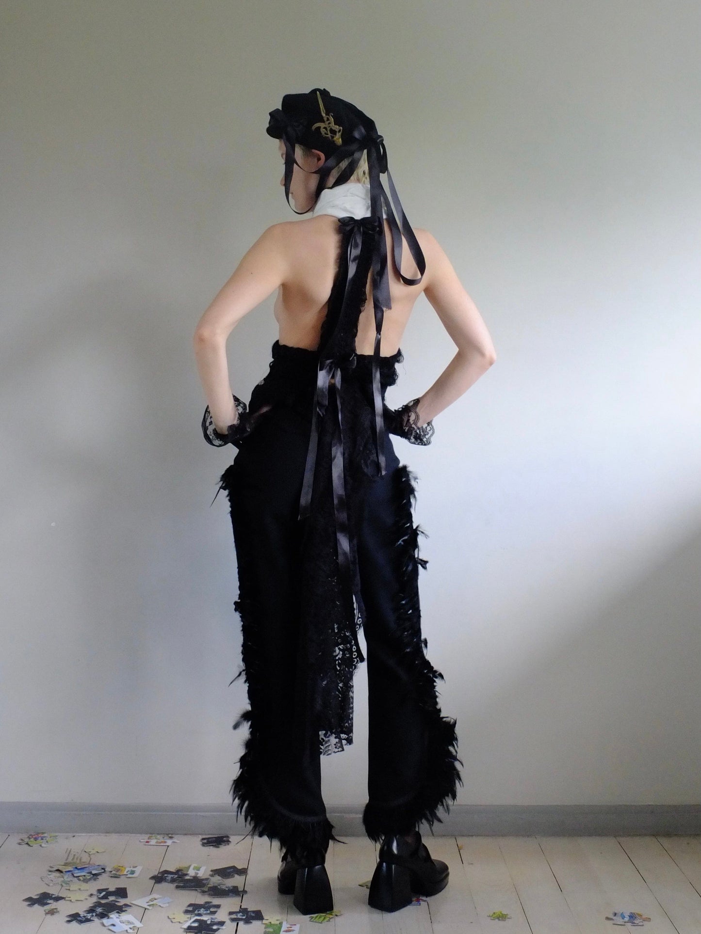 Raven feathers pants-Polyhedron-APOC STORE