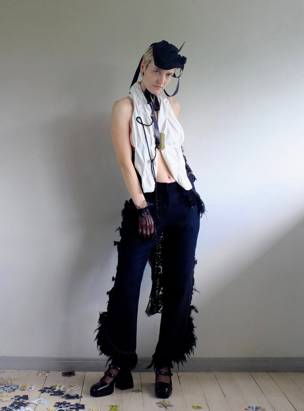 Raven feathers pants-Polyhedron-APOC STORE