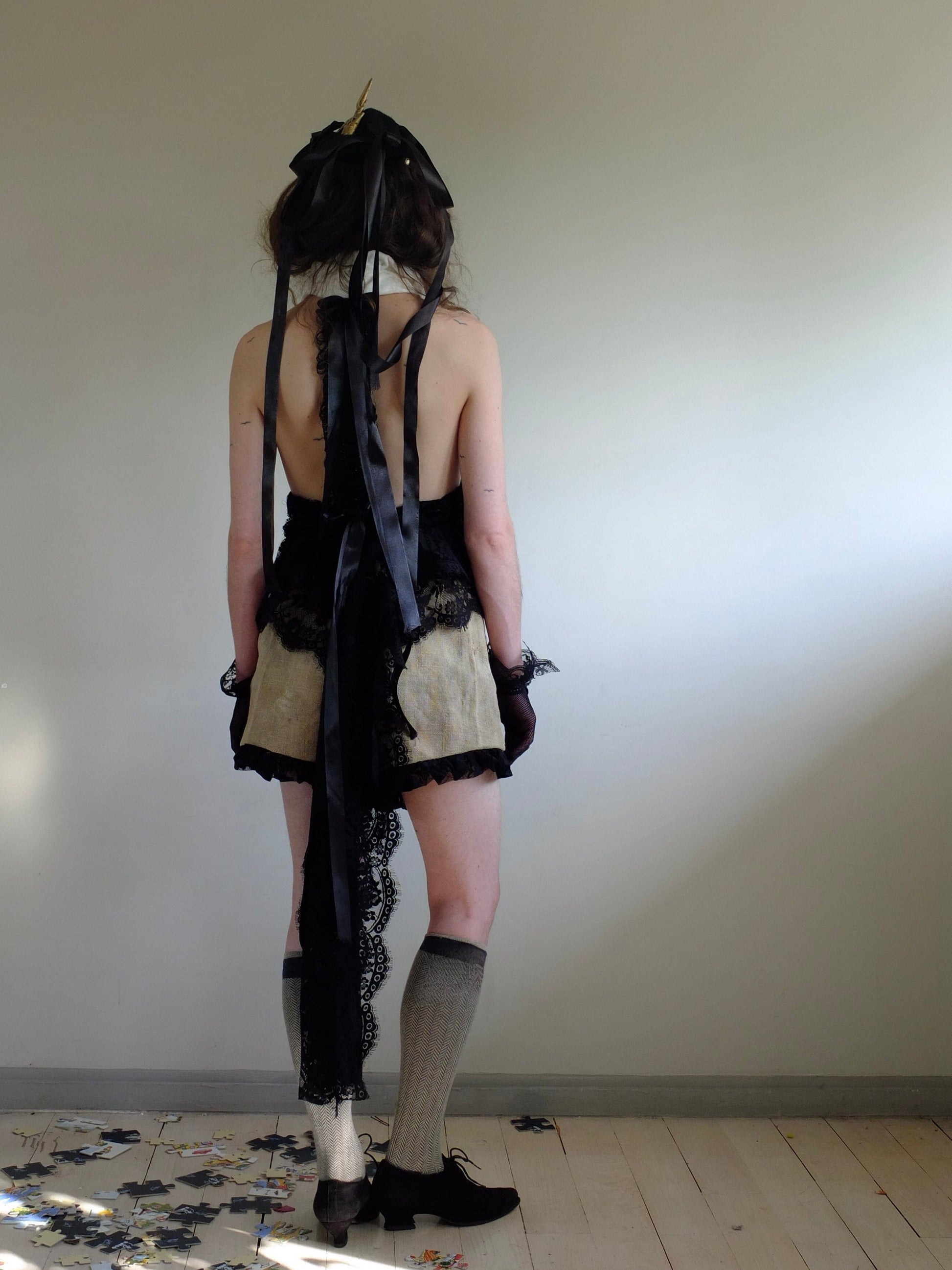 Lace back tuxedo vest-Polyhedron-APOC STORE