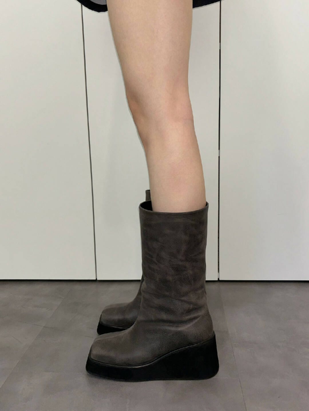 Mid Calf Platform Wedge Boot-EECHAEROI-APOC STORE