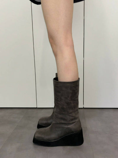 Mid Calf Platform Wedge Boot-EECHAEROI-APOC STORE