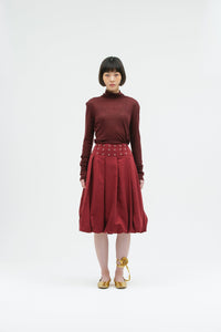 EYELET BALLOON SKIRT WINE-SAENGIN STUDIOS-APOC STORE