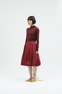 EYELET BALLOON SKIRT WINE-SAENGIN STUDIOS-APOC STORE