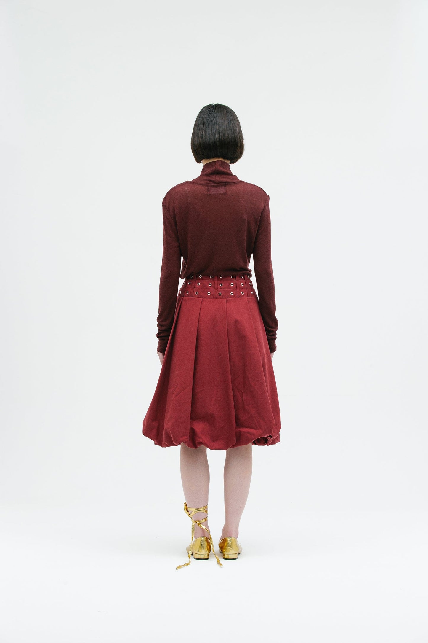 EYELET BALLOON SKIRT WINE-SAENGIN STUDIOS-APOC STORE