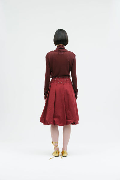 EYELET BALLOON SKIRT WINE-SAENGIN STUDIOS-APOC STORE