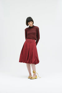 EYELET BALLOON SKIRT WINE-SAENGIN STUDIOS-APOC STORE