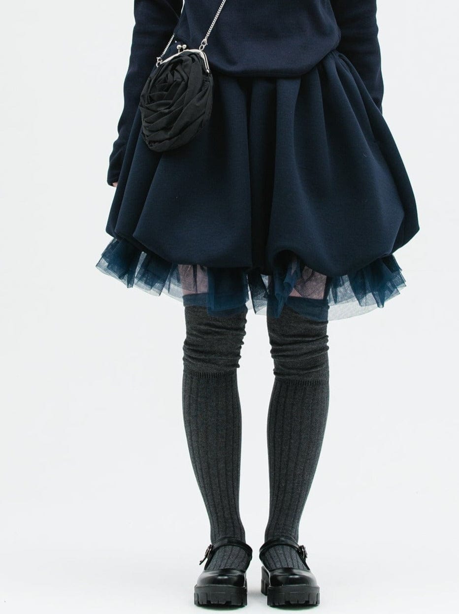 JERSEY BALLOON SHAH SKIRT NAVY-SAENGIN STUDIOS-APOC STORE
