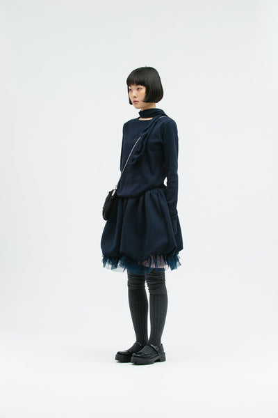 JERSEY BALLOON SHAH SKIRT NAVY-SAENGIN STUDIOS-APOC STORE