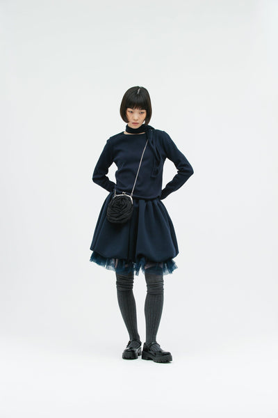 JERSEY BALLOON SHAH SKIRT NAVY-SAENGIN STUDIOS-APOC STORE