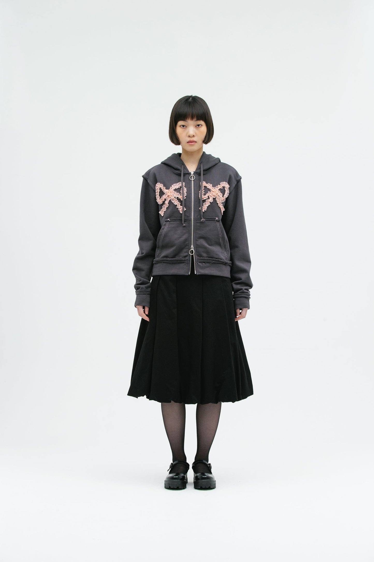 EYELET BALLOON SKIRT BLACK-SAENGIN STUDIOS-APOC STORE